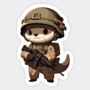 Kawaii Otter Soldier Sticker